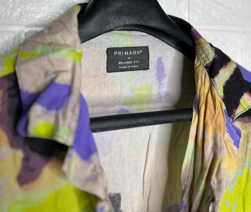 Primark Men’s Shirt – Multi-Color Abstract Printed Short Sleeve