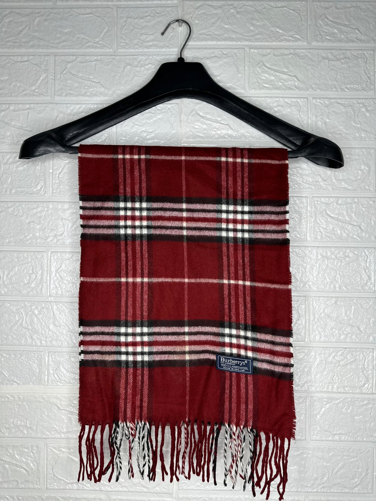 Burberry  Classic Checkered Muffler - Maroon, Black, and White Scarf