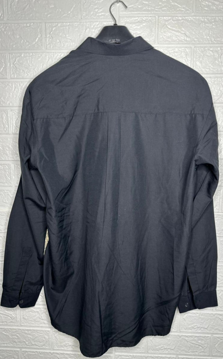 Abstract Print Shirt XL - Black & White Long Sleeve Button-Up