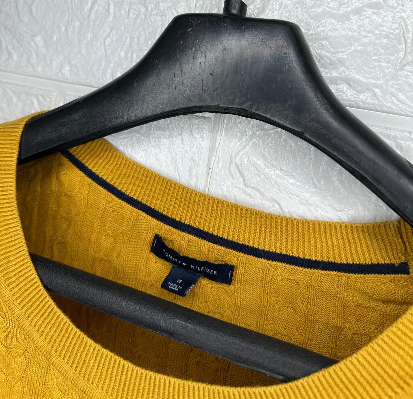 Tommy Hilfiger Mustard Yellow Cable Knit Sweater – Size M