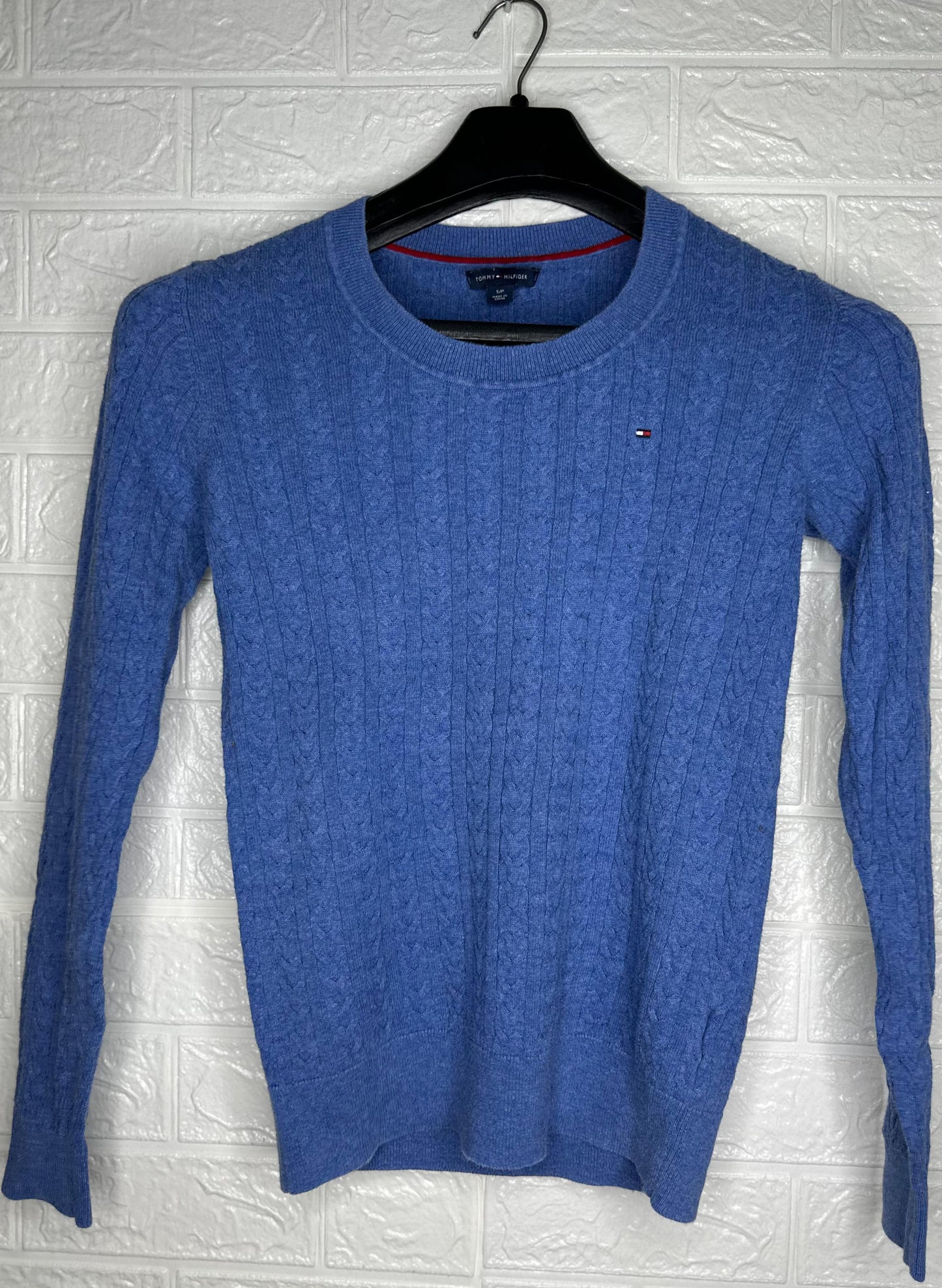 Tommy Hilfiger Navy Blue Cable Knit Sweater – Size S