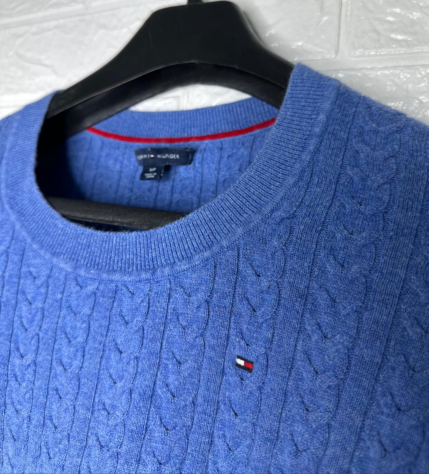 Tommy Hilfiger Navy Blue Cable Knit Sweater – Size S