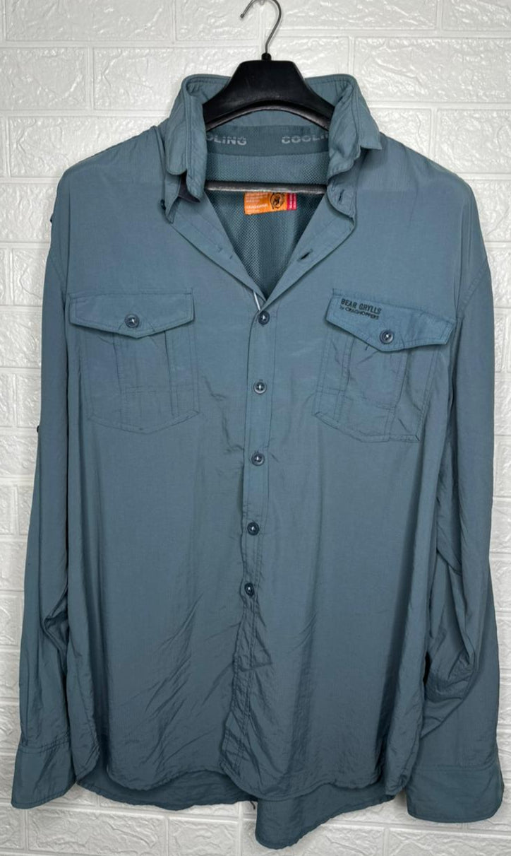 Bear Grylls Men’s Adventure Shirt XXL – Outdoor Hiking Safari Fishing Cooling Shirt Grey